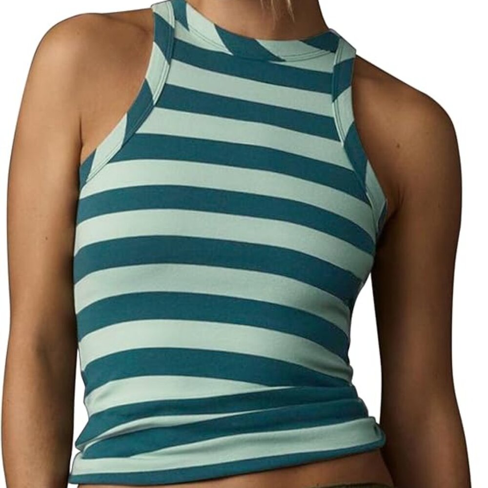 Striped Color Block Sleeveless Racerback Tank